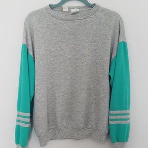 Vintage 1980s Gray Green Athletic Sweatshirt M USA